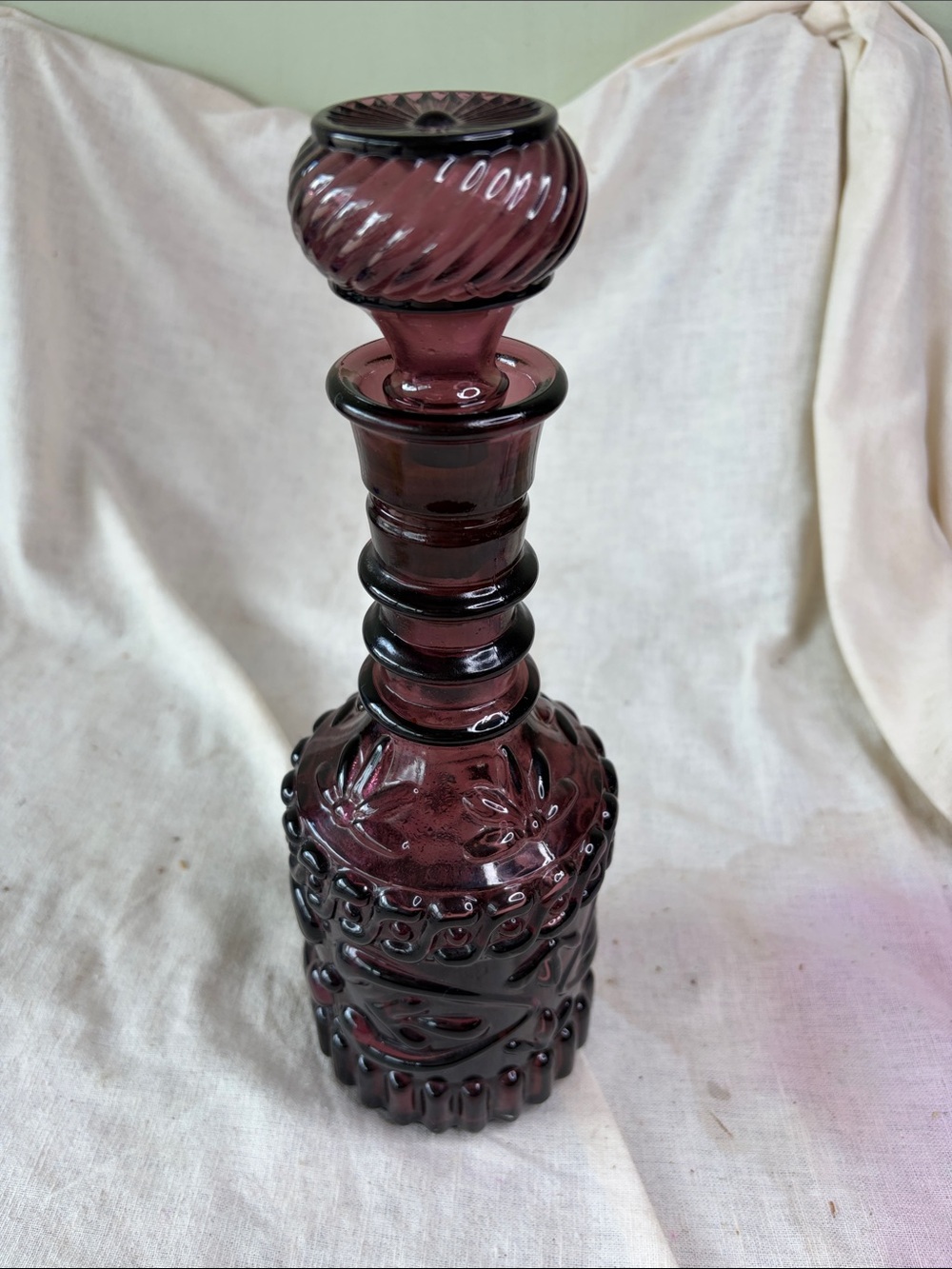 Vintage Amethyst Purple Glass Decanter with Stopper